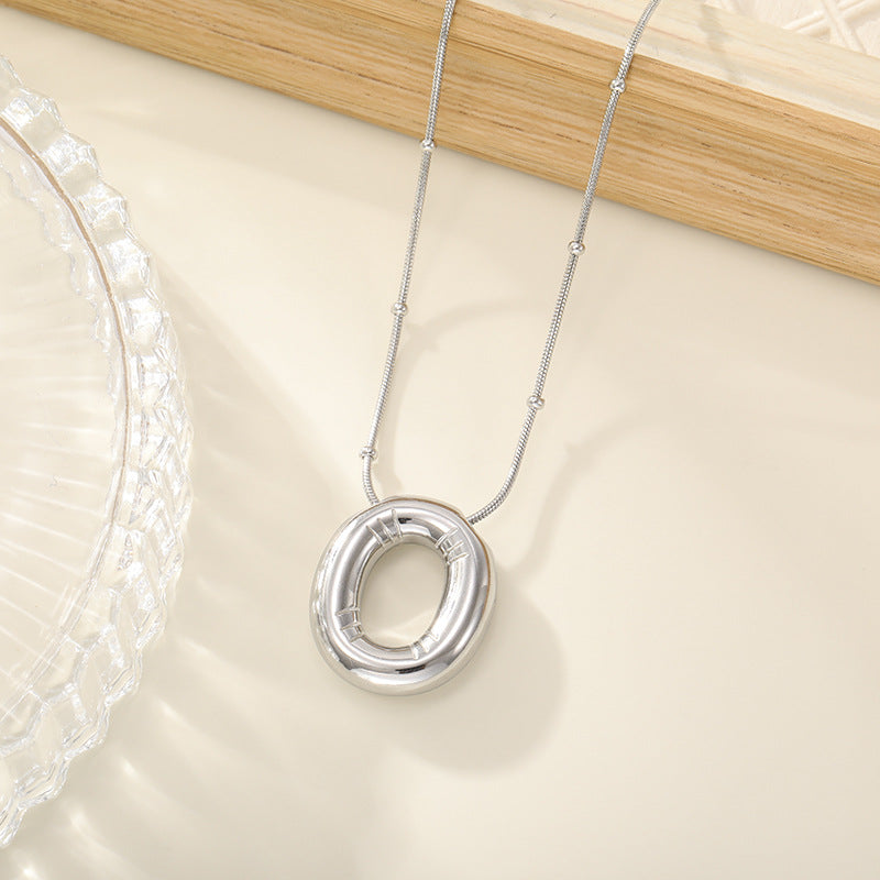 Women's Trendy Bubble Letter Colorfast Titanium Steel Design Pendants