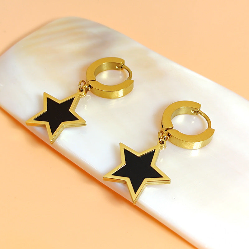 Women's Fashion Rose Gold Titanium Steel No Earrings