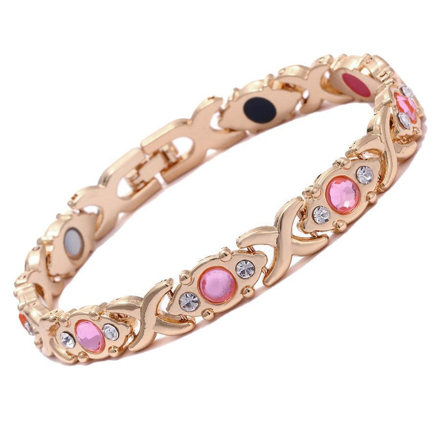 Women's Fashionable Rose Gold Magnet Large Version Bracelet
