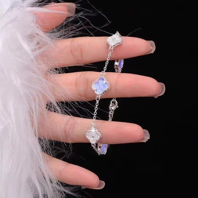 Women's Full Rhinestone Clover Light Luxury High-grade Niche Exquisite Personality Bracelets