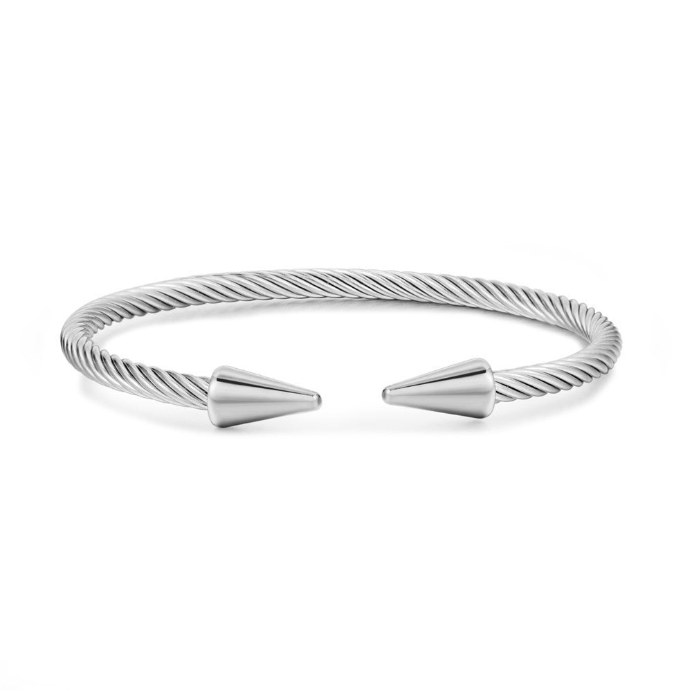 Men's Fashion Simple Titanium Steel Gold Plated Shaped Open Bracelets