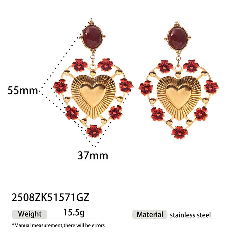 Vintage Style Love Heart Inlaid Gem Rings
