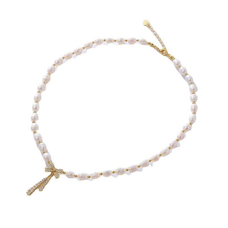 Women's Natural Freshwater Pearl Sweater Chain Elegant Light Necklaces