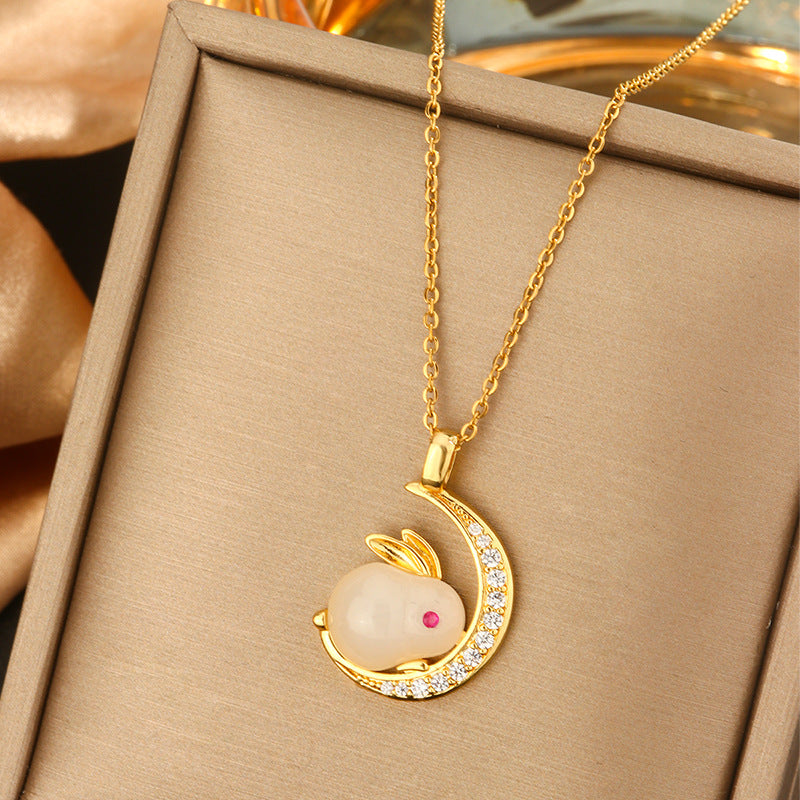Fresh Titanium Steel Short Pearl High-grade Necklaces