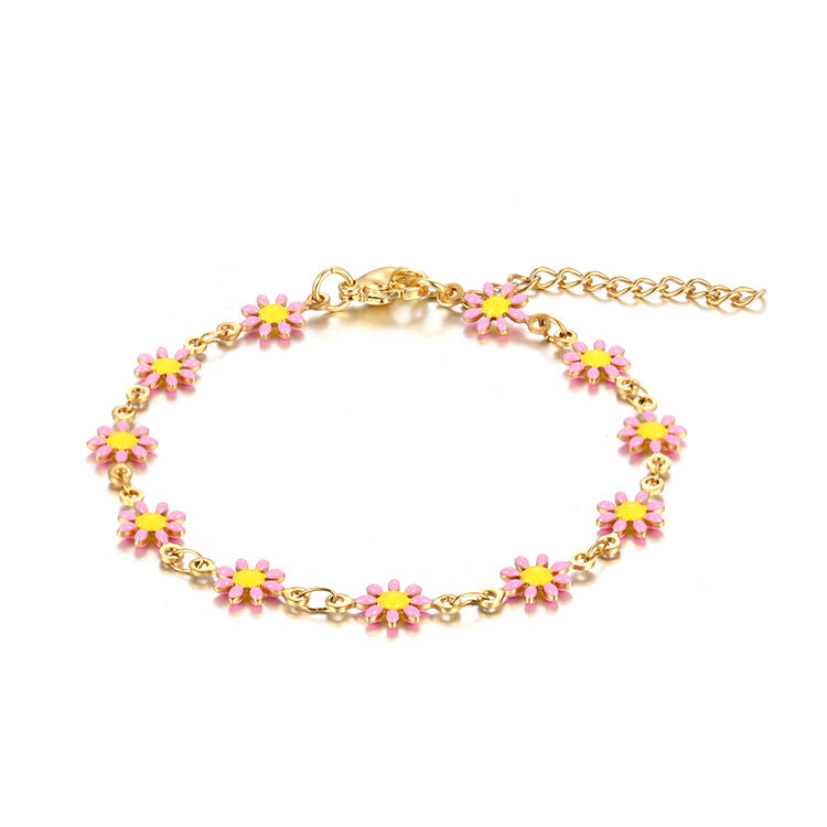Titanium Steel Ornament Gold Little Daisy Bracelets
