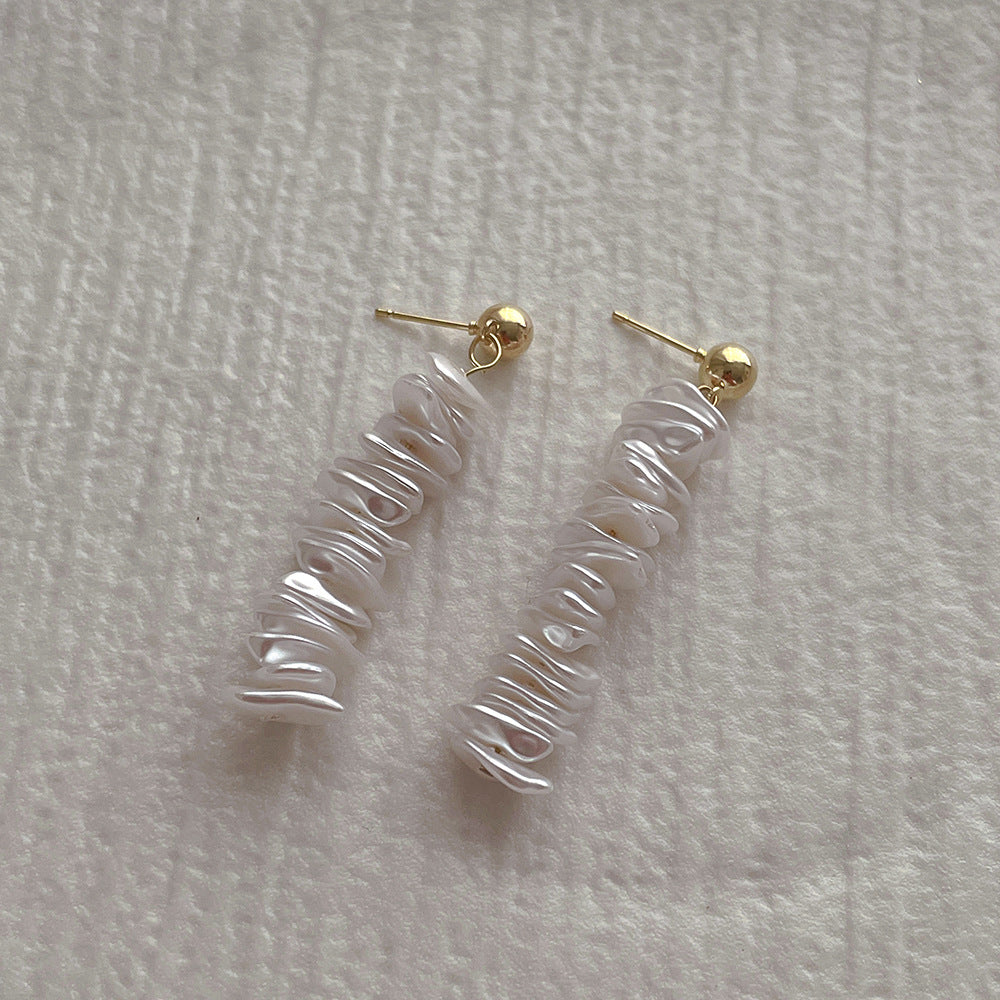 Pearl Tassel Female Sier Needle Personality Earrings