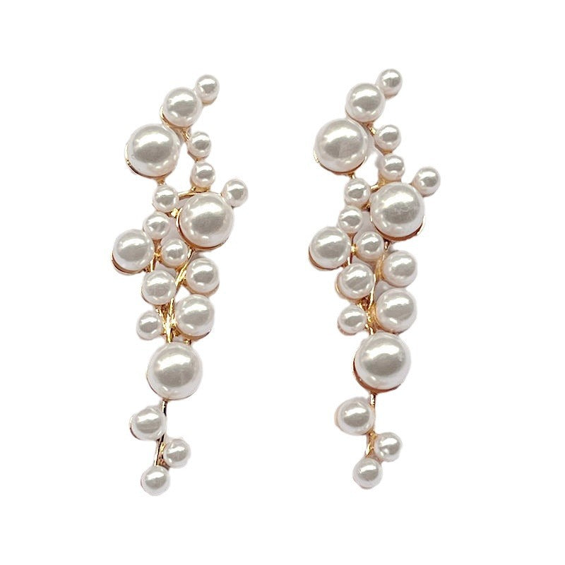 Artificial Pearl Alloy Geometric Rhinestone Personality Earrings