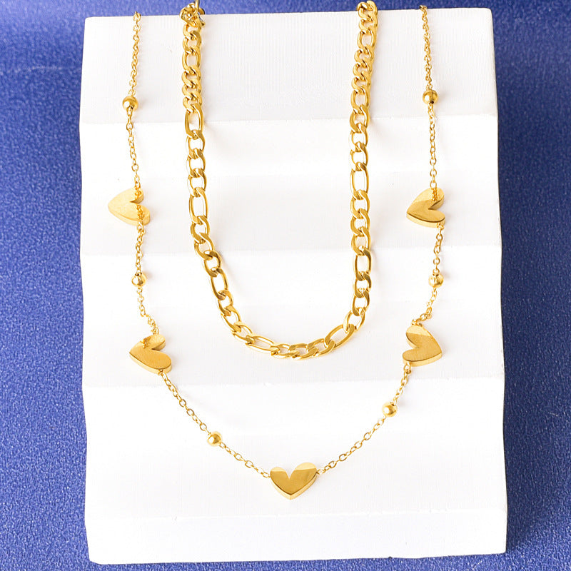 Love Titanium Steel French Fashionable Gold Clavicle Chain Necklaces