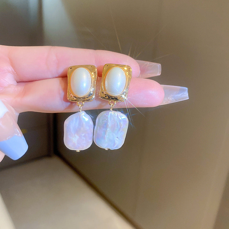 Needle Pearl Round Geometric Light Luxury Earrings