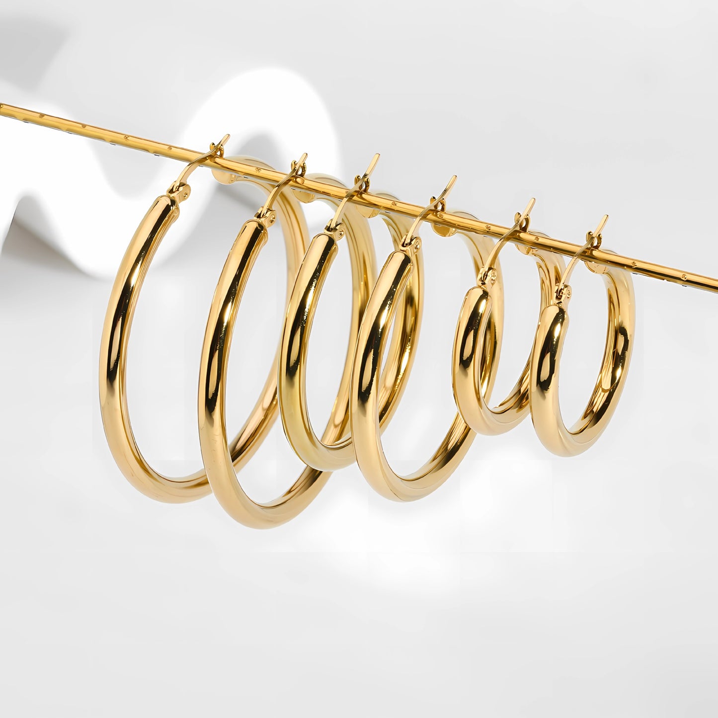 Women's Gold Stainless Steel Exaggerated Circle Hollow Earrings