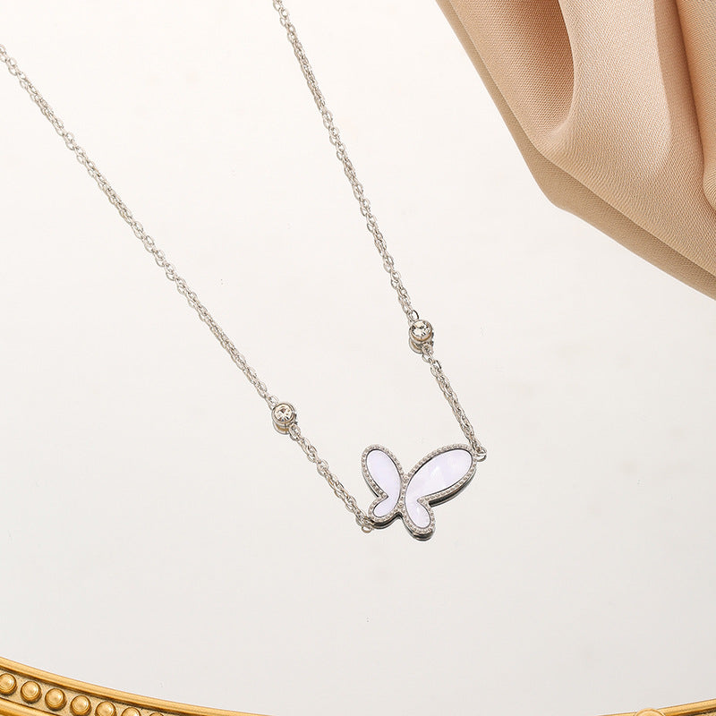Lady Temperamental Butterfly Animal Design Titanium Steel Gold Necklaces