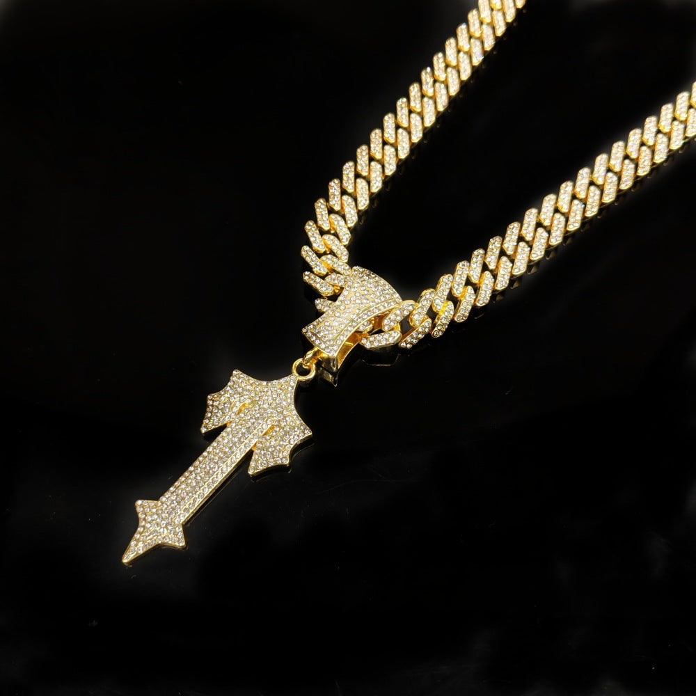 Men's Sword Cross Large Hipster Zinc Alloy Necklaces