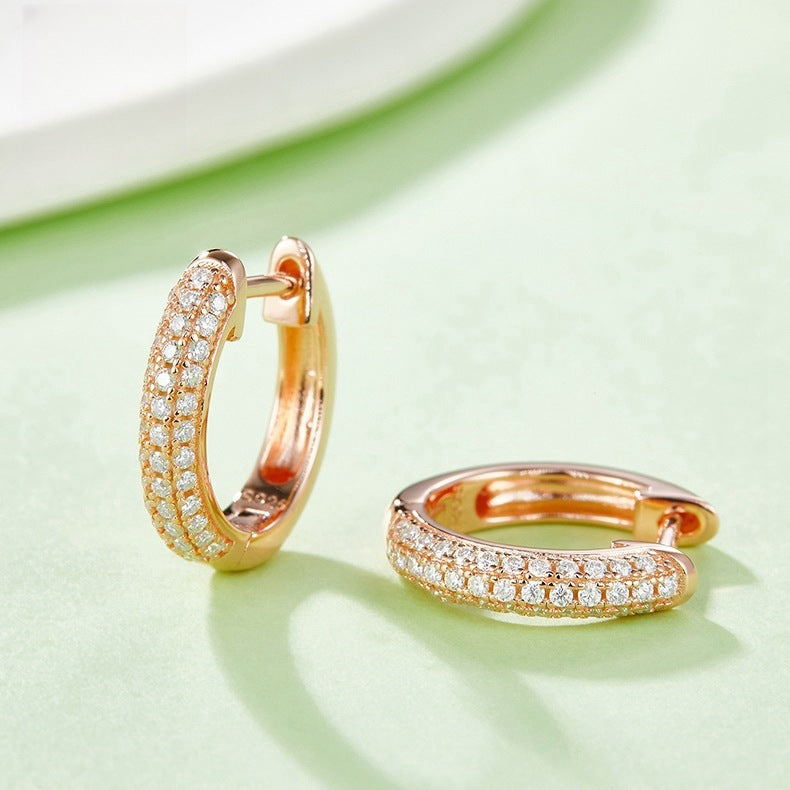 Ear Clip High Quality Zircon Full Diamond Circle Design Earrings