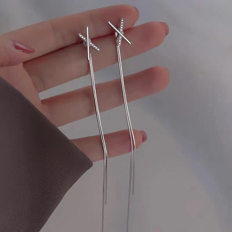 Women's Needle Elegant Long Tassel Thin Effect Earrings