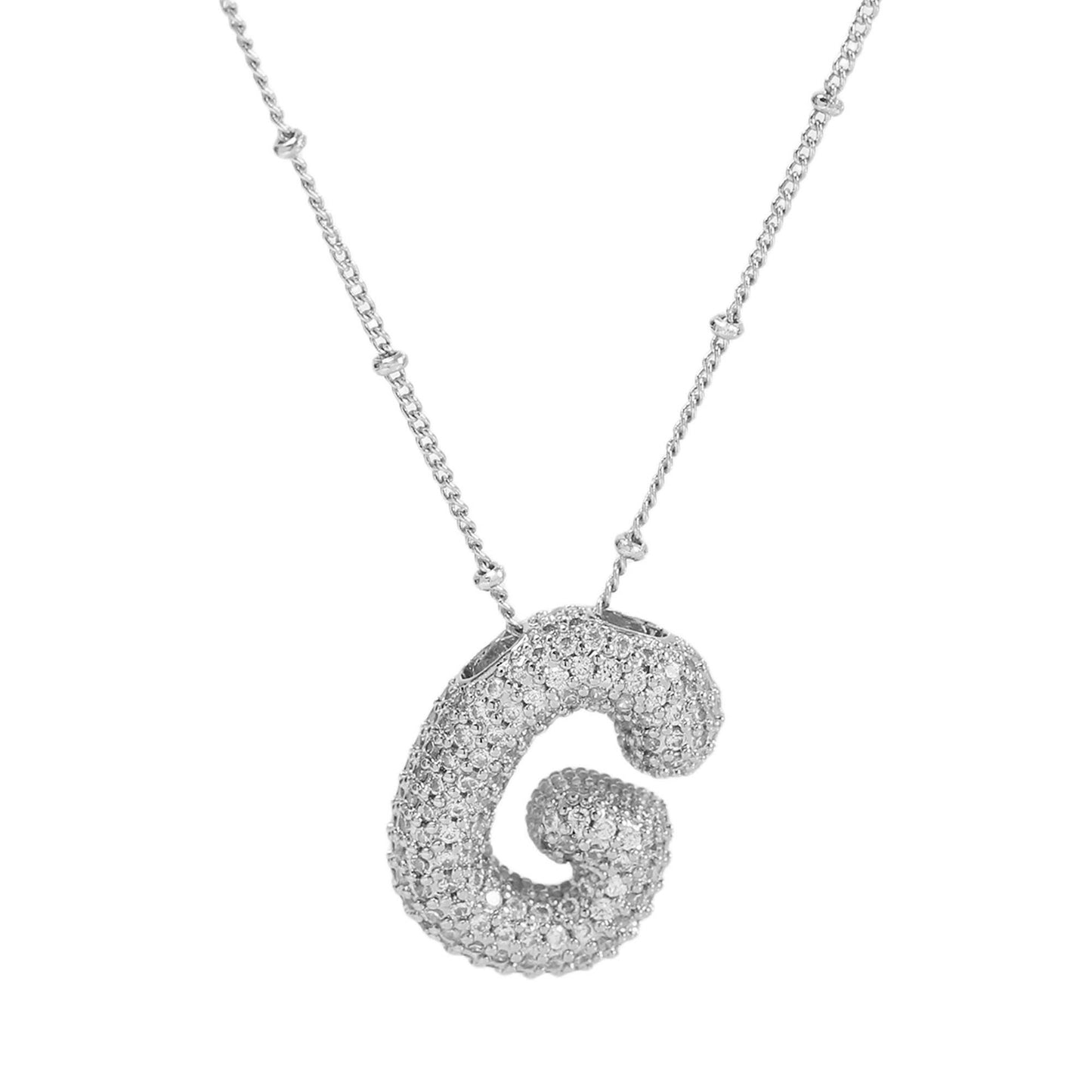 Women's Brass Zircon Bubble Balloon Letter Chubby Necklaces