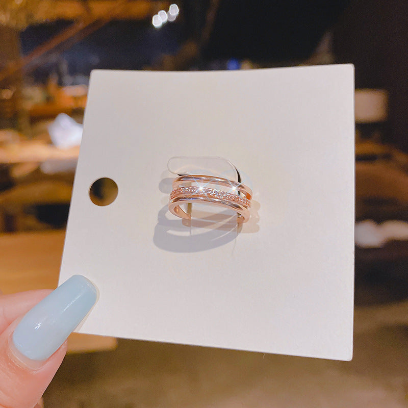 Women's Real Gold Plating Color Retention Micro Setting Design Rings