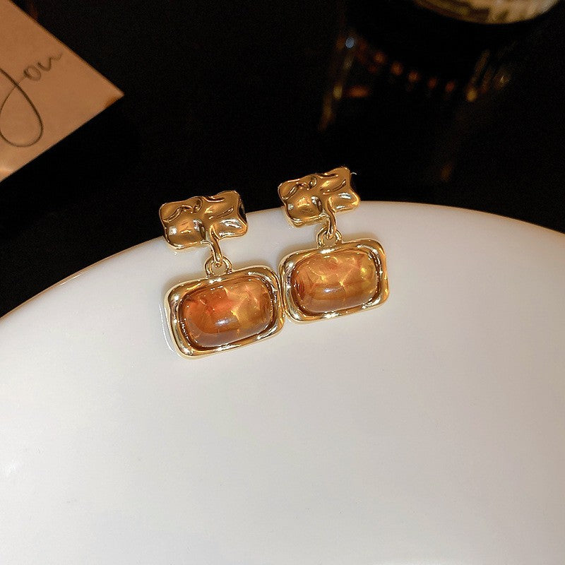 Women's Sier Needle Pearl Round Niche Elegant Earrings