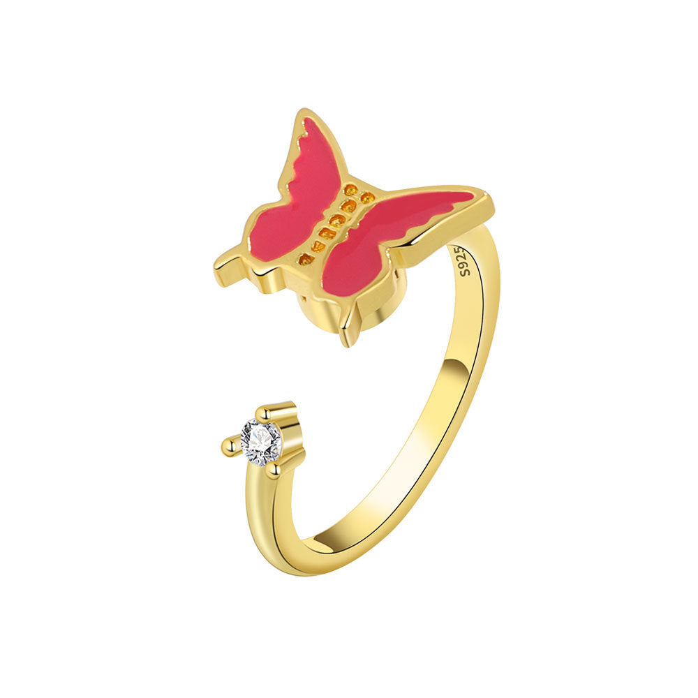 Rotatable Butterfly Female Cold Wind Niche Opening Ring
