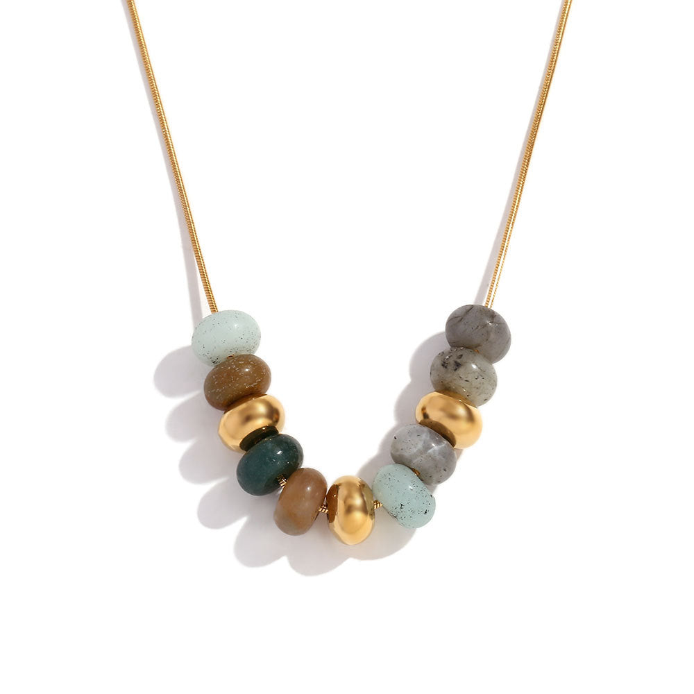 Women's Elegant Stainless Steel Gold-plated Natural Stone Necklace