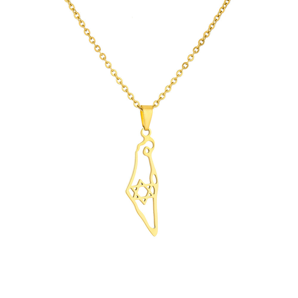 Geometric Ethnic Style Hollow Titanium Steel Israel Necklaces