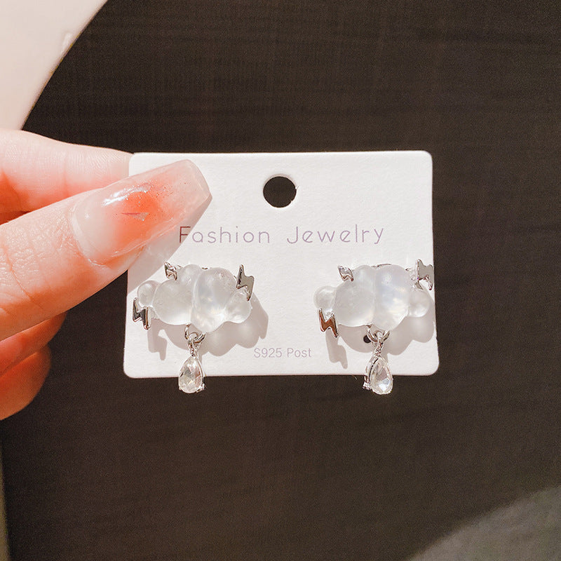 Women's Sier Needle Cloud Zircon Light Luxury Ear Rings