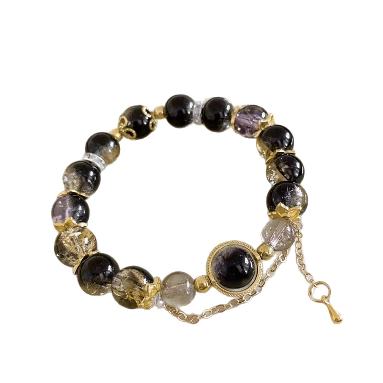 Women's Black Colored Glaze Beaded Graceful Personality Bracelet