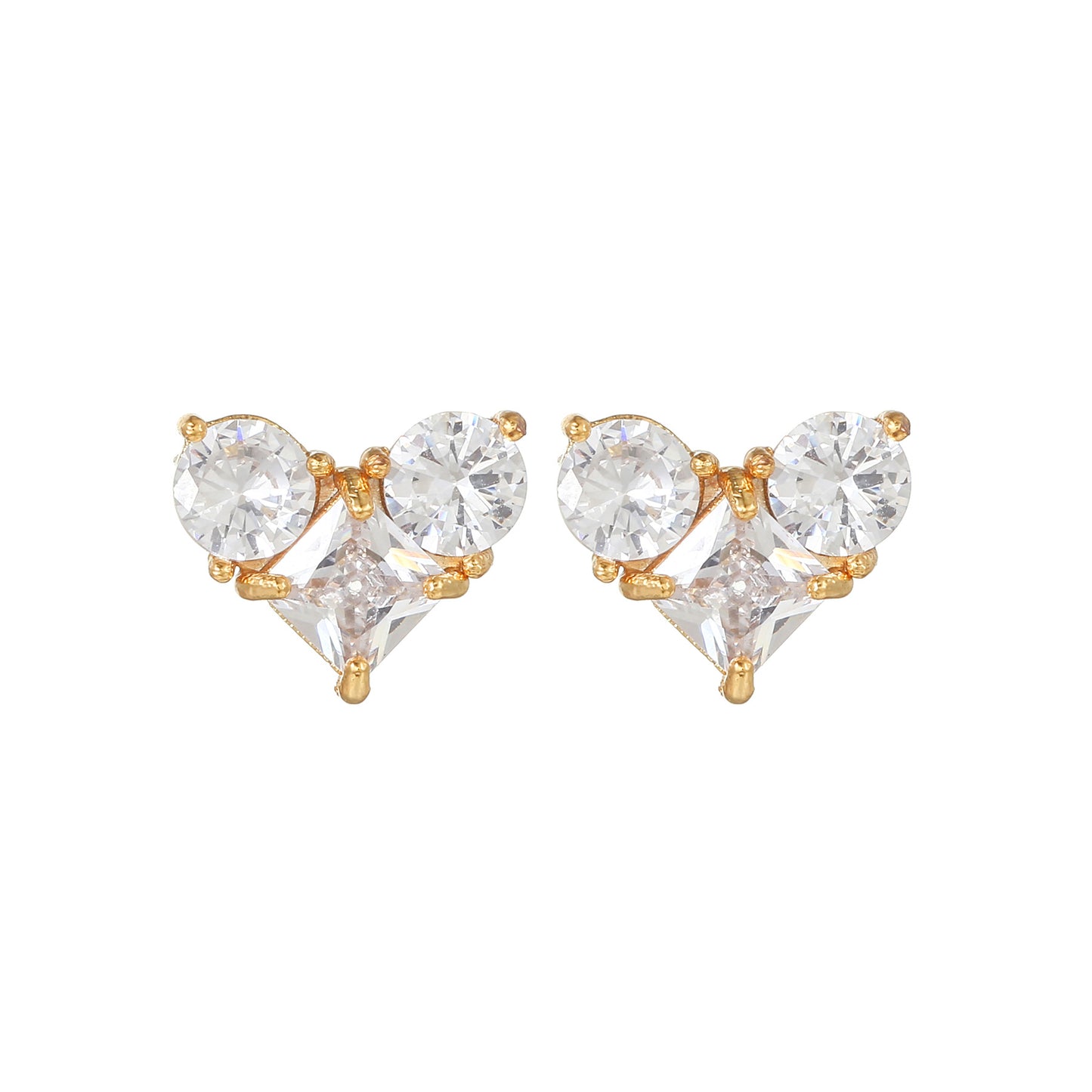 Pink Zircon Heart-shaped Electroplated Design Artistic Love Earrings