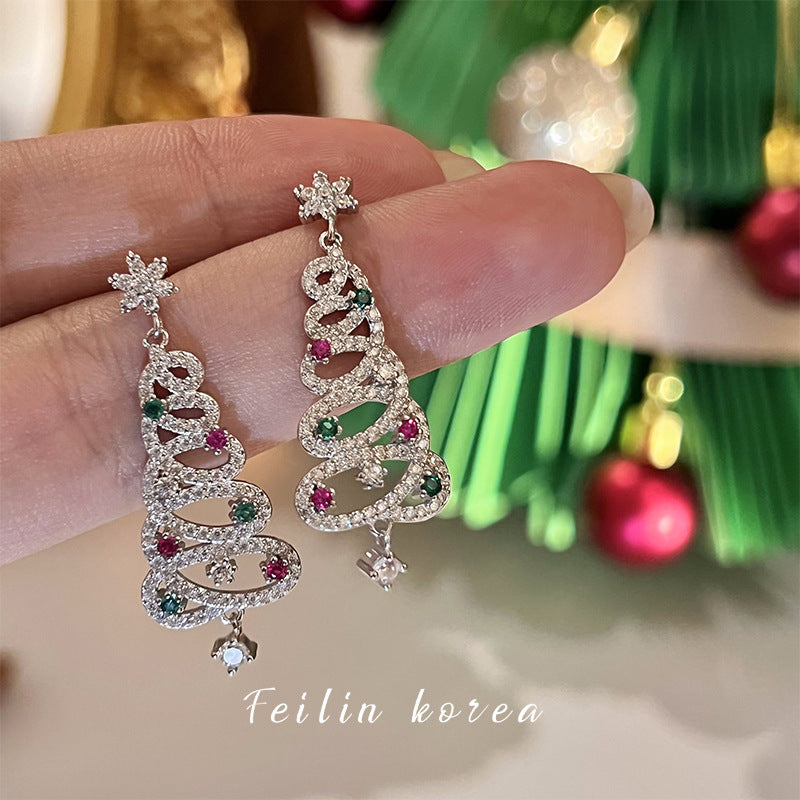 Winter Zircon Christmas Tree Niche Design Rings