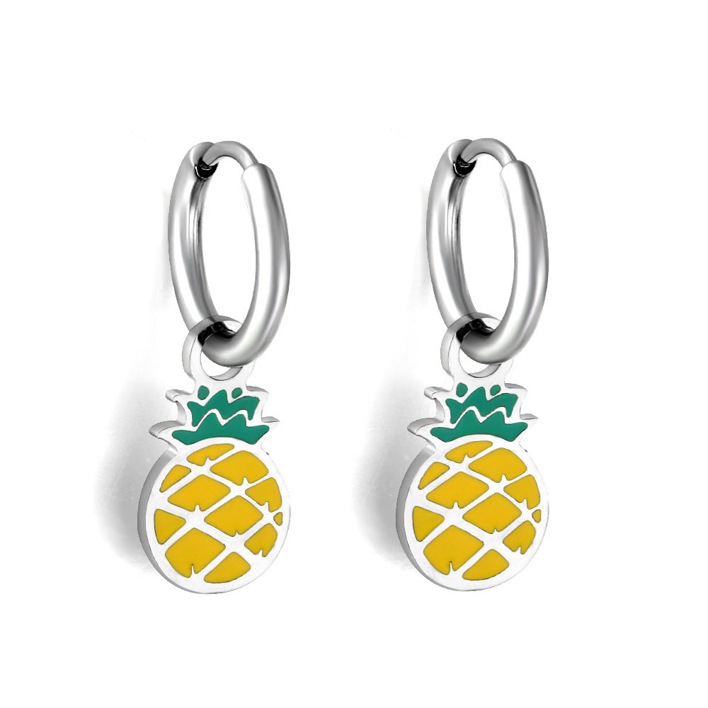 Cute Bread Strawberry Cherry Fruit Stainless Earrings