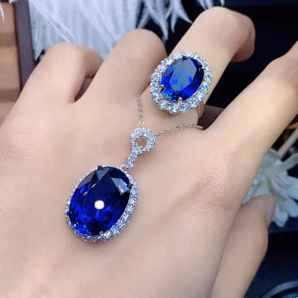 Artificial Sapphire Full Diamond Female Live Broadcast Rings