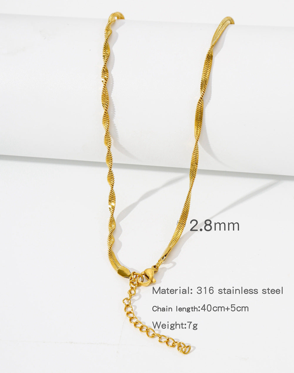 Steel Vacuum Vapor Plating Golden Chain O-shaped Hemp Flowers Necklaces