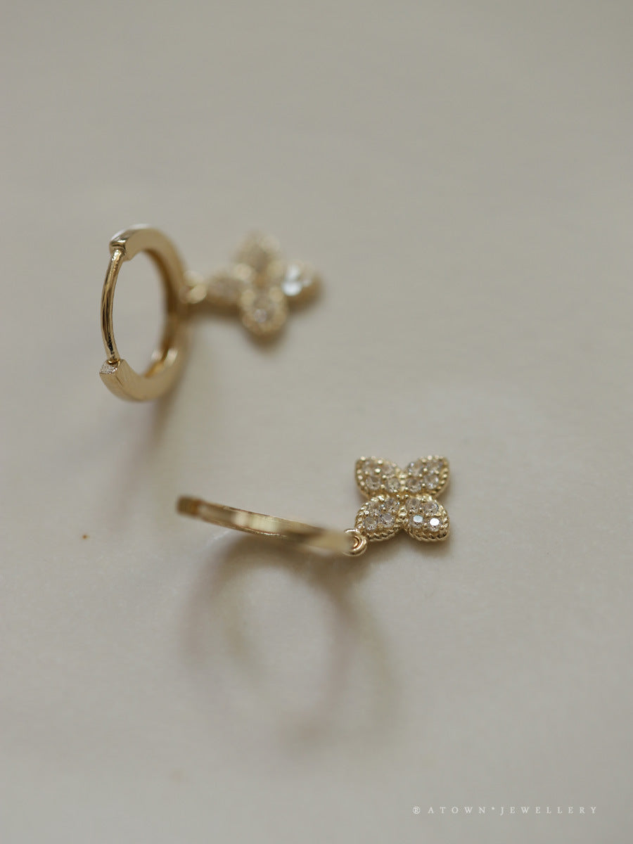Plated Ear Diamond Cross Flower Exquisite Rings