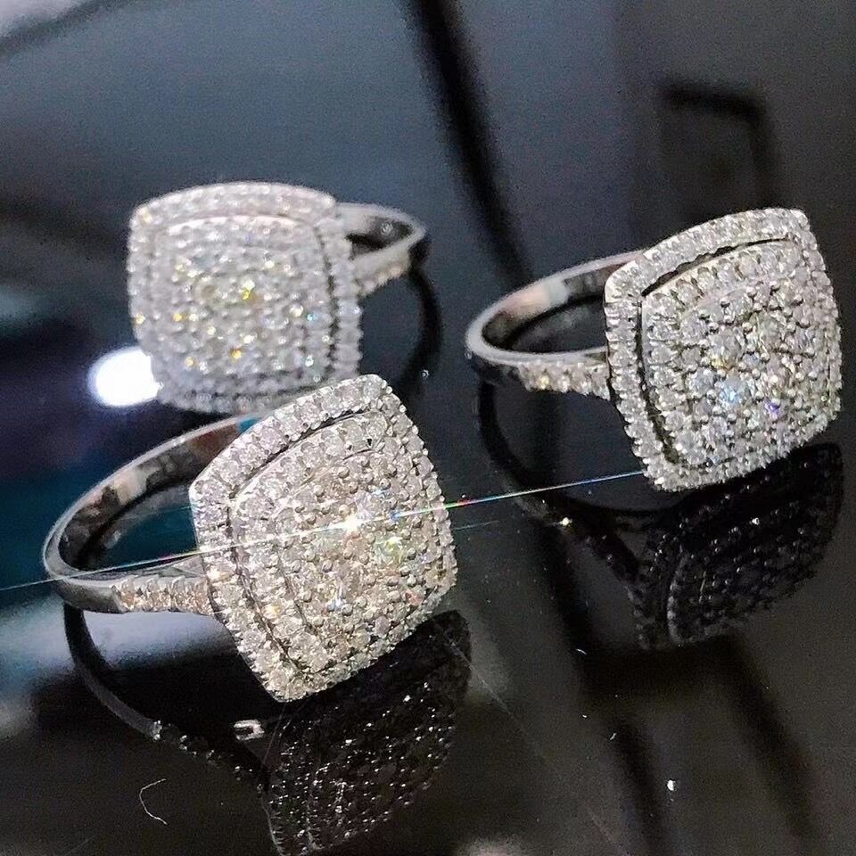 Rhinestone Square Princess Fashion Female Engagement Rings