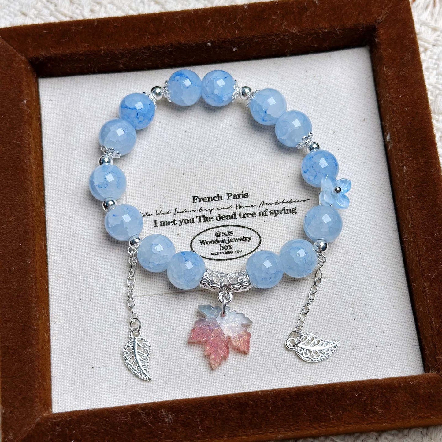 Crystal Tassel Maple Leaf Niche Fairy Ink Beads Small Bracelets