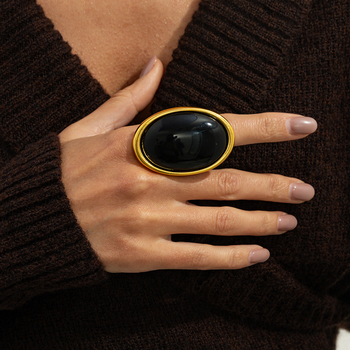 Popular Resin Amber Translucent Niche Retro Rings