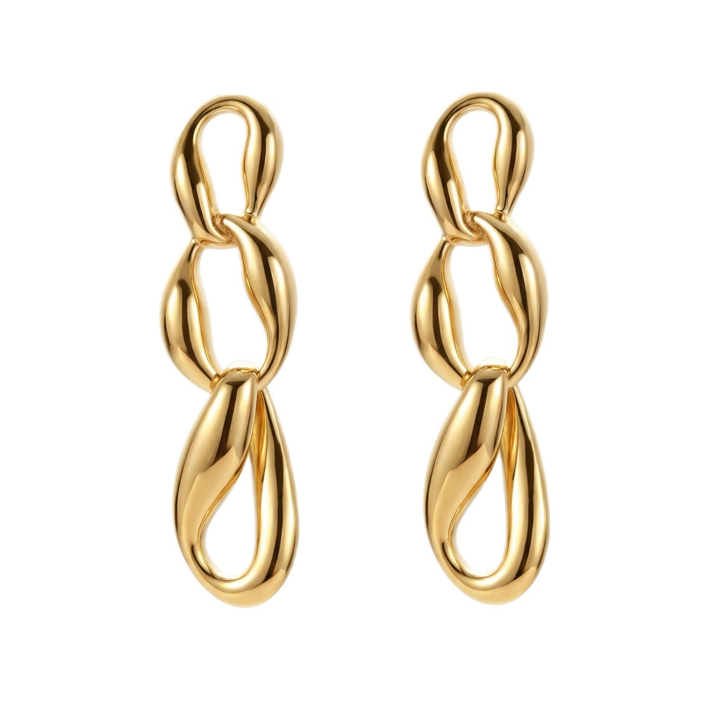 Irregular Three-ring Chain Fashionable Temperament Simple Niche Creative Stainless Earrings
