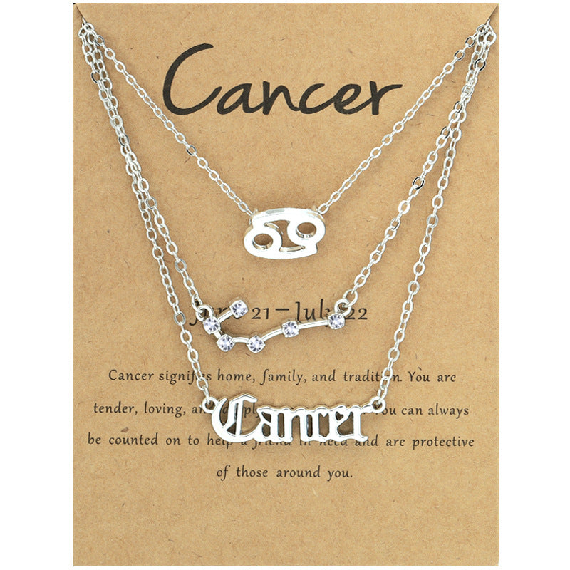 Constellations Suit Retro Alphabet Symbol Diamond Necklaces