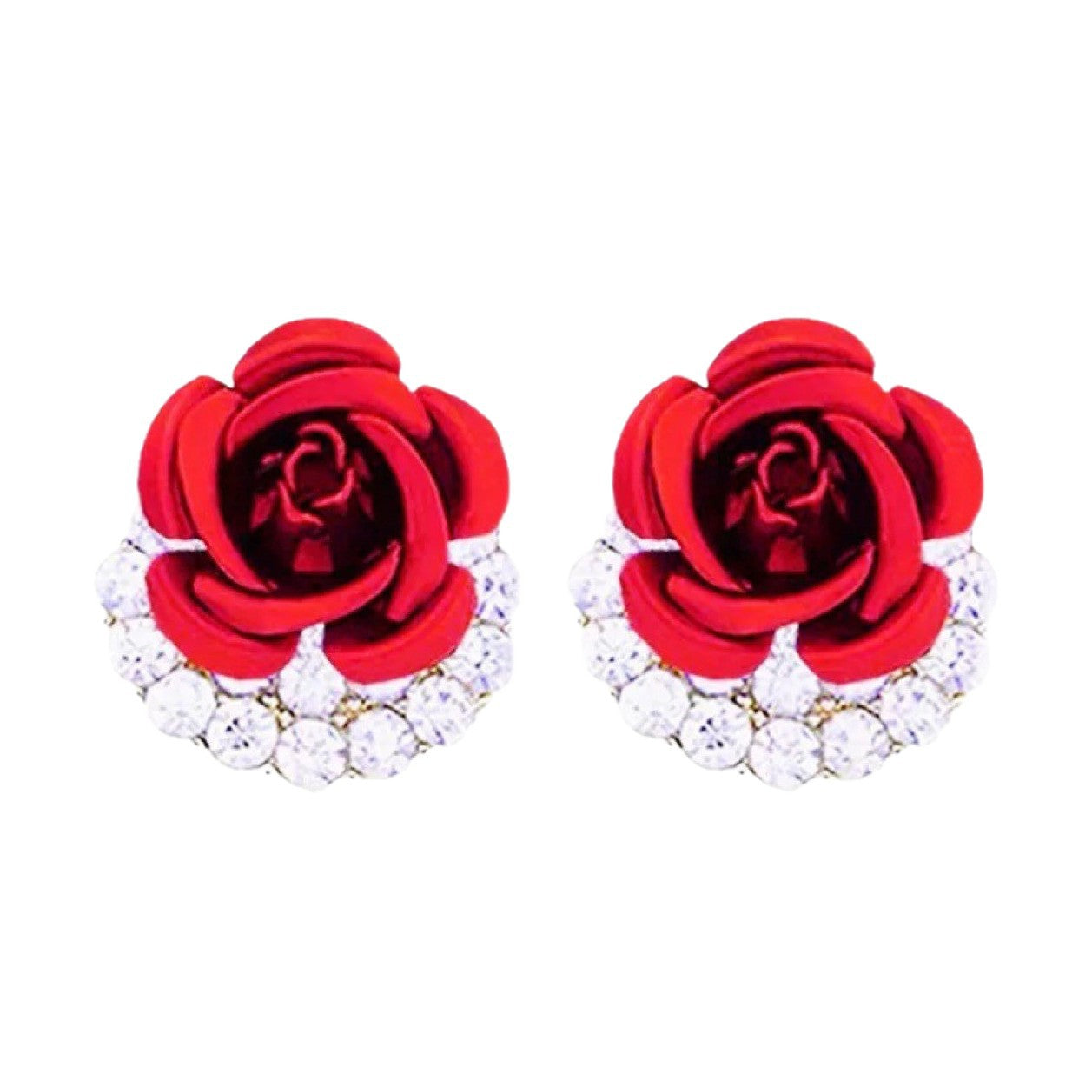 Women's Rose Fashion Refined Grace High-grade Simple Full Diamond Exquisite Light Earrings