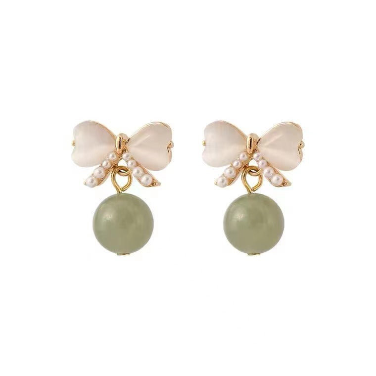 Luxury Gentle Temperament Opal Bow Female Earrings