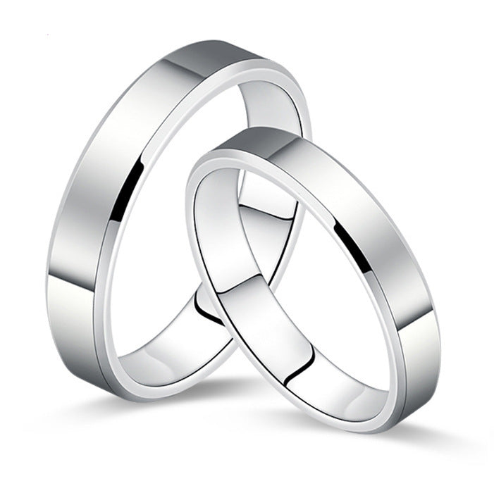 Sier Couple Classic Closed Trim Glossy Rings