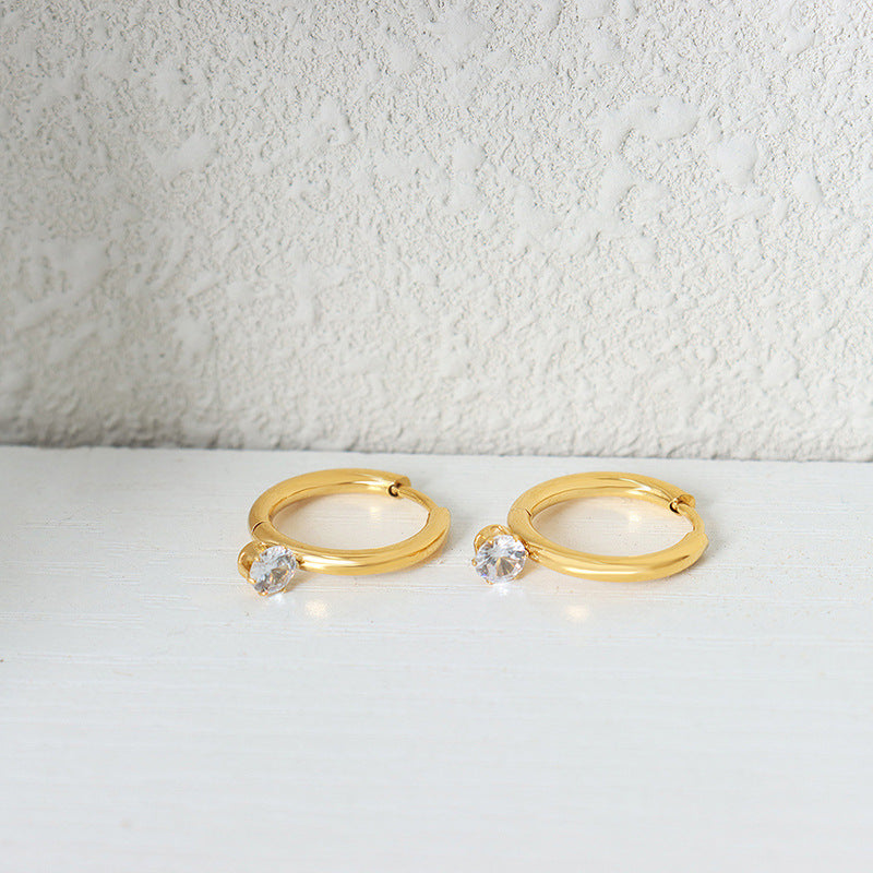 Slimming Small Personalized Titanium Steel Gold Earrings