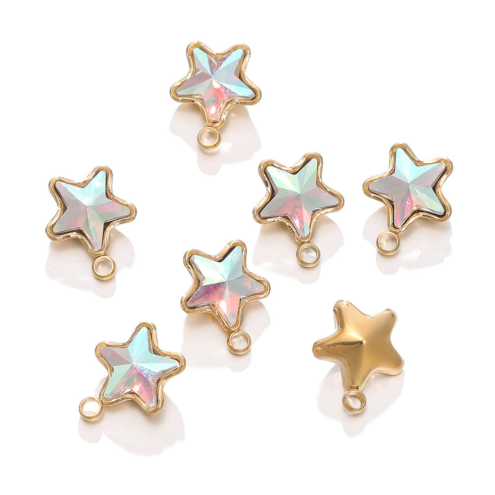 Color Five-pointed Star Retaining Diamond Handmade Pendants