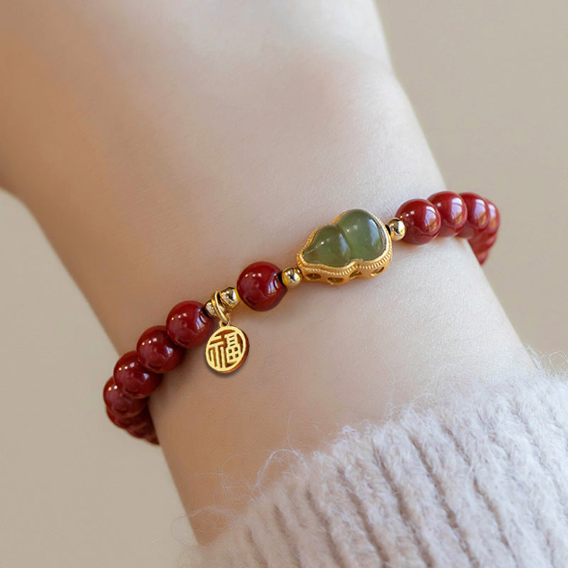 With Jade Fu Lu Fortune Ancient Style Beaded Bracelets