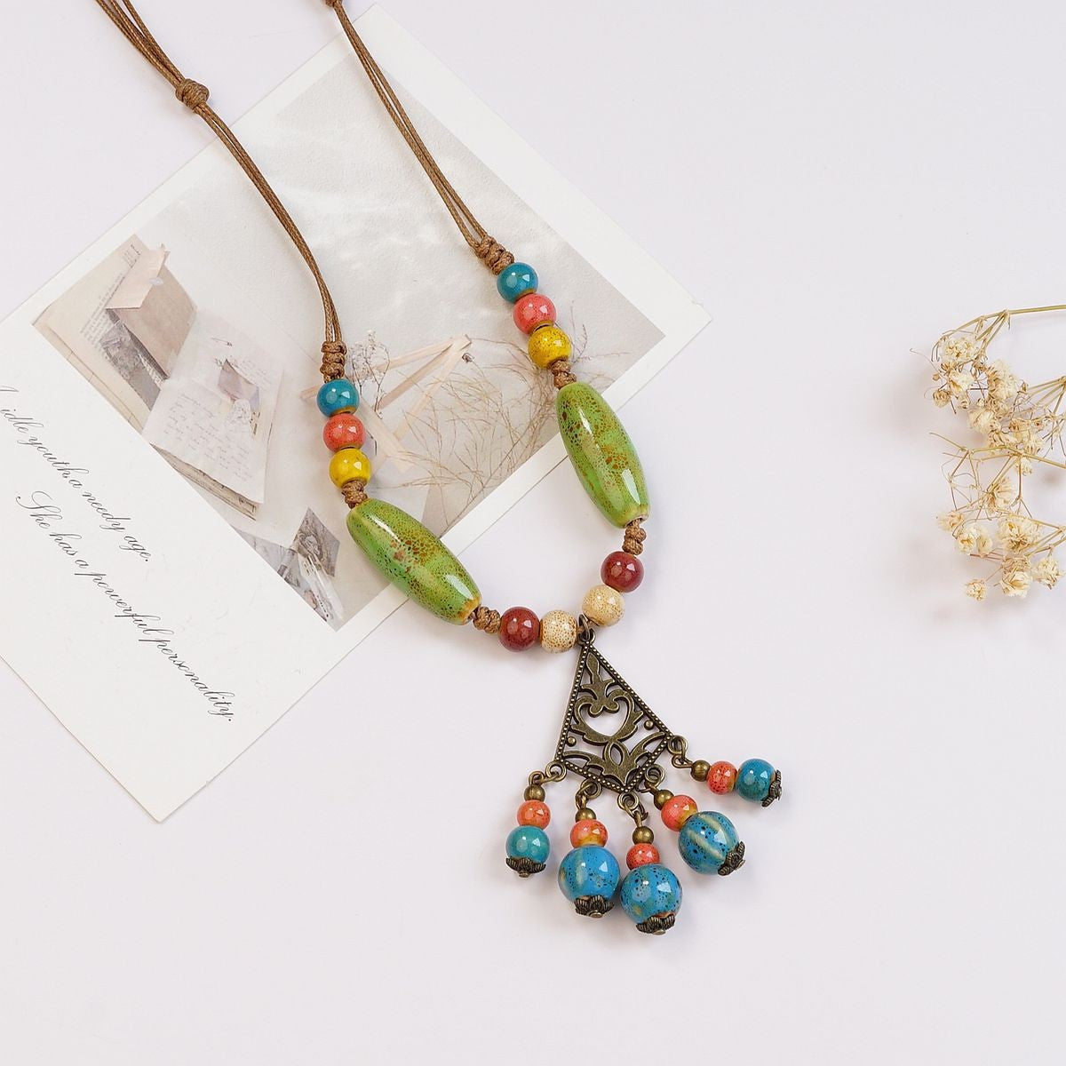 Style Personalized Trendy Ceramic Geometric Colorful Fish Long High-grade Necklace