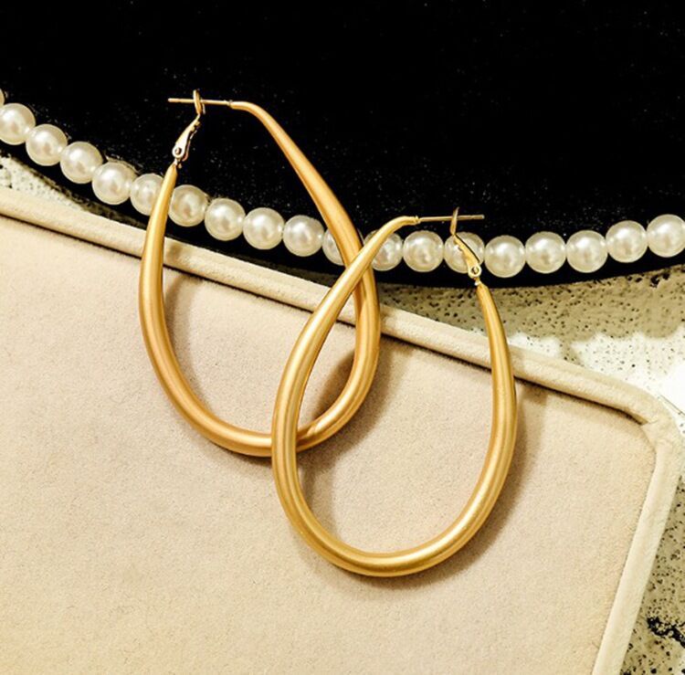 Women's Sier Needle Large High-grade Matte French Earrings