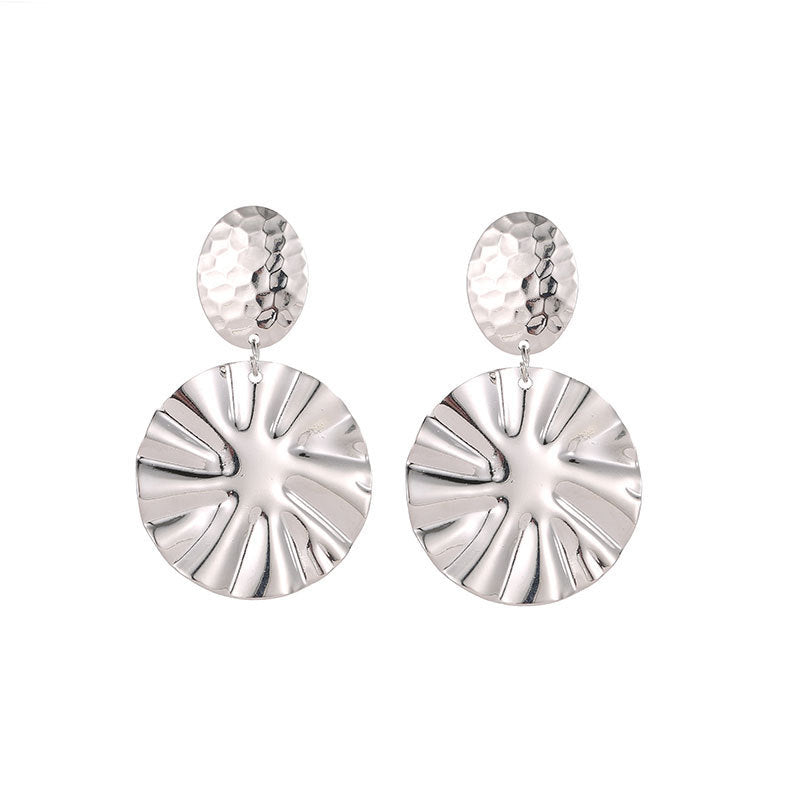 Women's Titanium Steel Pleated Geometric Irregular Round Rings
