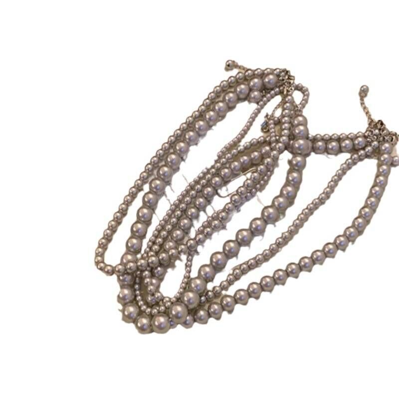 Women's Gray Pearl Sweater Light Luxury Temperament Clavicle Necklaces