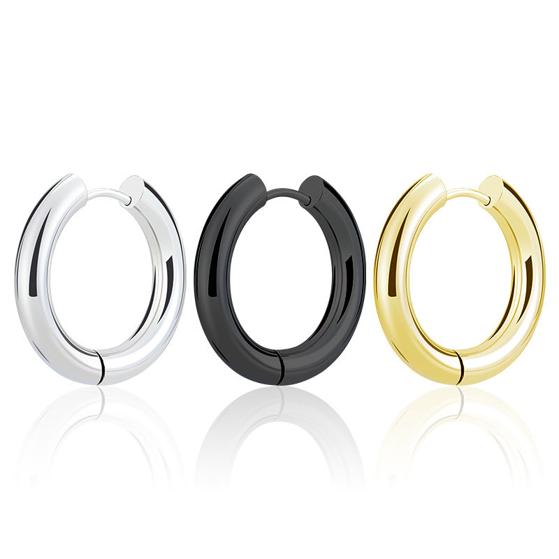 Thick Wire Diameter Glossy Titanium Steel Ear Buckle