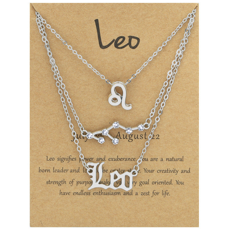 Constellations Suit Retro Alphabet Symbol Diamond Necklaces
