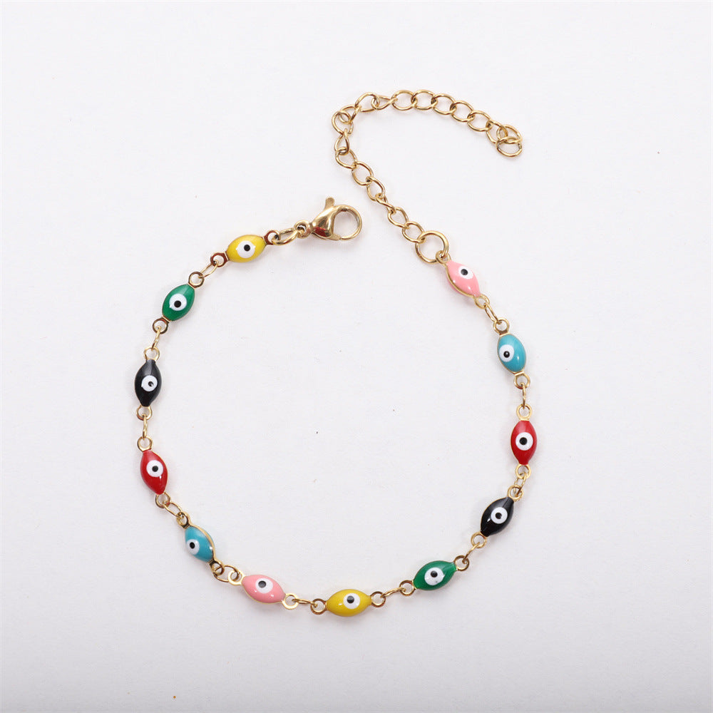 Jin Gold Turkey Devil's Eye Stainless Steel Titanium Small Bracelets